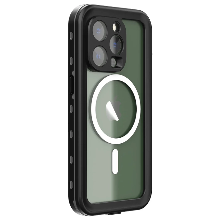 Newface iPhone 14 Pro Kılıf Red Pepper Magneticsafe Su Geçirmez Kılıf - Siyah-Gri