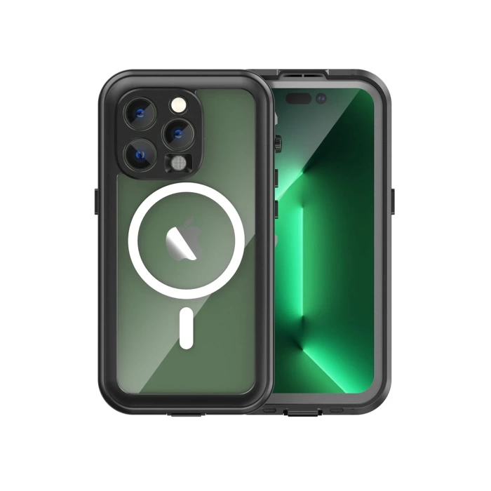 Newface iPhone 14 Pro Kılıf Red Pepper Magneticsafe Su Geçirmez Kılıf - Siyah-Gri