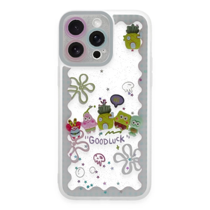Newface iPhone 14 Pro Kılıf Sweet Desenli Silikon Kapak - Açık Mavi
