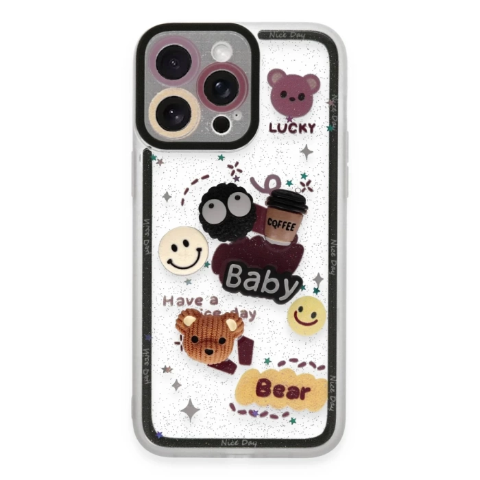 Newface iPhone 14 Pro Kılıf Sweet Desenli Silikon Kapak - Sarı
