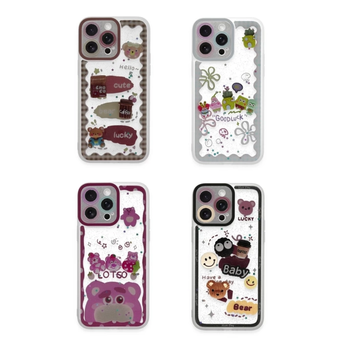 Newface iPhone 14 Pro Kılıf Sweet Desenli Silikon Kapak - Sarı
