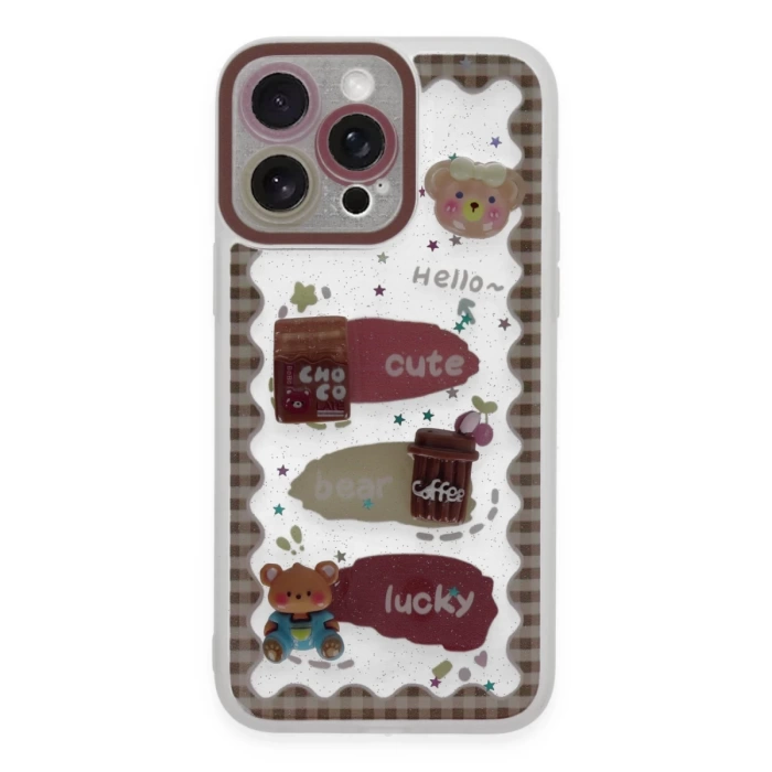 Newface iPhone 14 Pro Kılıf Sweet Desenli Silikon Kapak - Şeffaf