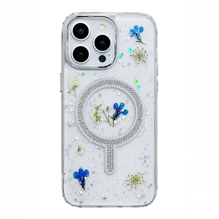 Newface iPhone 14 Pro Max Flower Magsafe Kapak - Krem