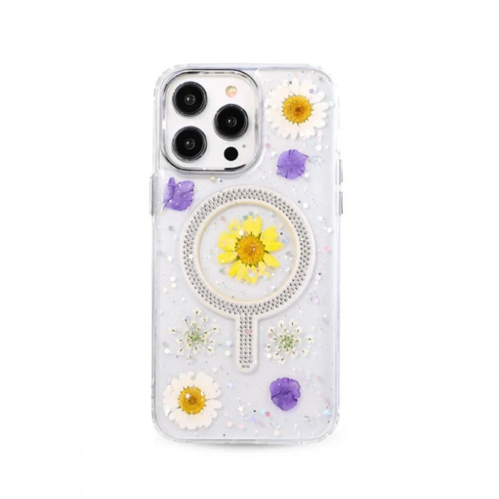 Newface iPhone 14 Pro Max Flower Magsafe Kapak - Sarı