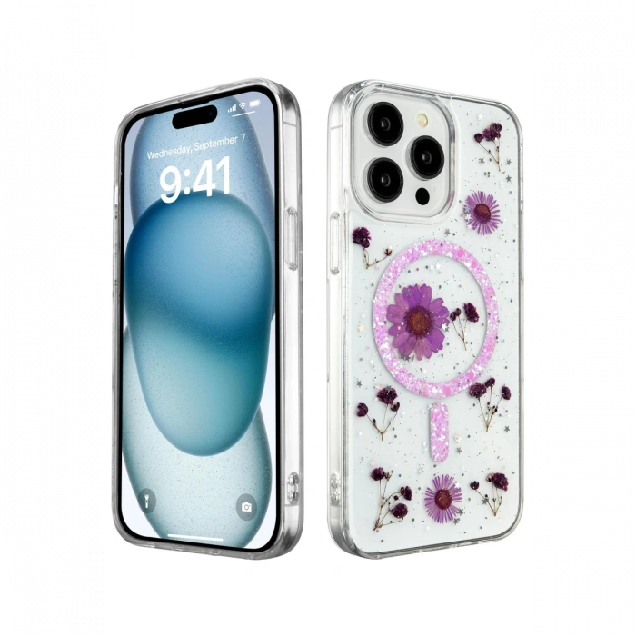 Newface iPhone 14 Pro Max Kılıf Daisy Simli Magsafe Kapak