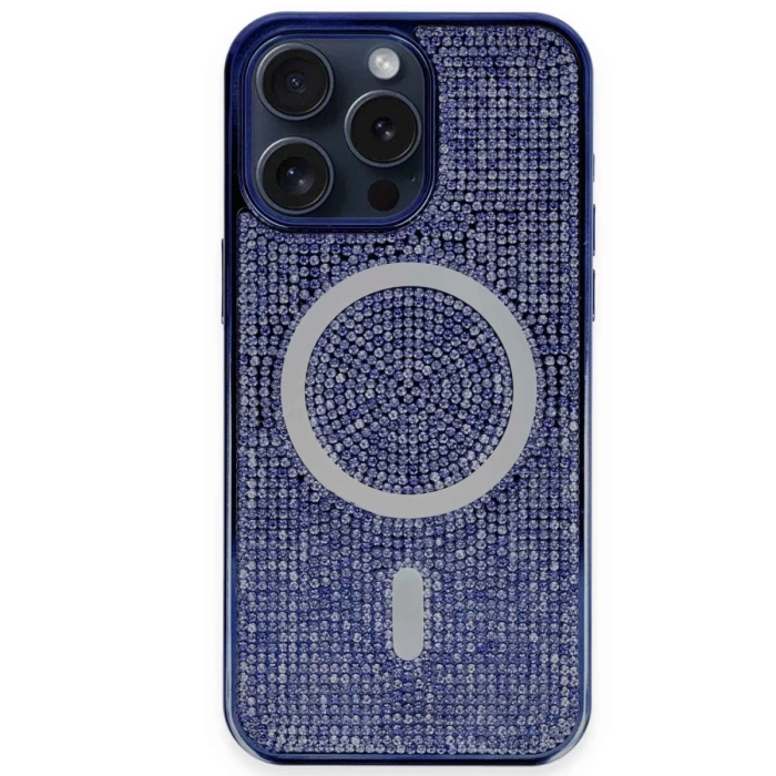 Newface iPhone 14 Pro Max Kılıf Diamond Magsafe Kapak - Lacivert