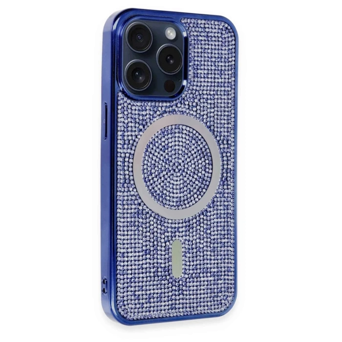 Newface iPhone 14 Pro Max Kılıf Diamond Magsafe Kapak - Lacivert