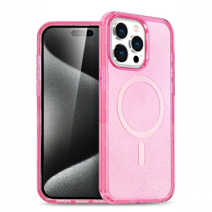 Newface iPhone 14 Pro Max Kılıf Glow Magsafe Kapak - Pembe