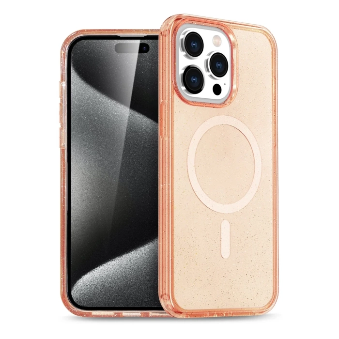 Newface iPhone 14 Pro Max Kılıf Glow Magsafe Kapak - Turuncu