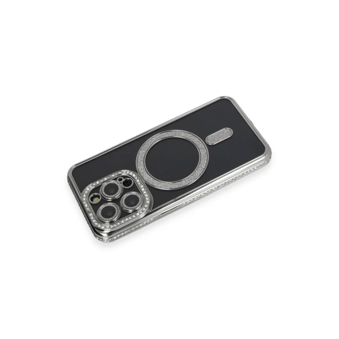 Newface iPhone 14 Pro Max Kılıf Joke Simli Magneticsafe Kılıf - Gri