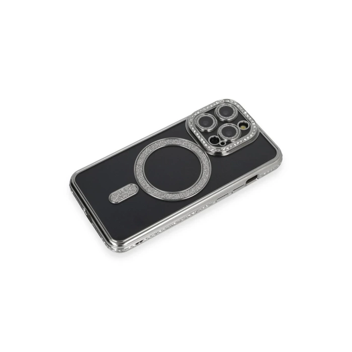 Newface iPhone 14 Pro Max Kılıf Joke Simli Magneticsafe Kılıf - Gri