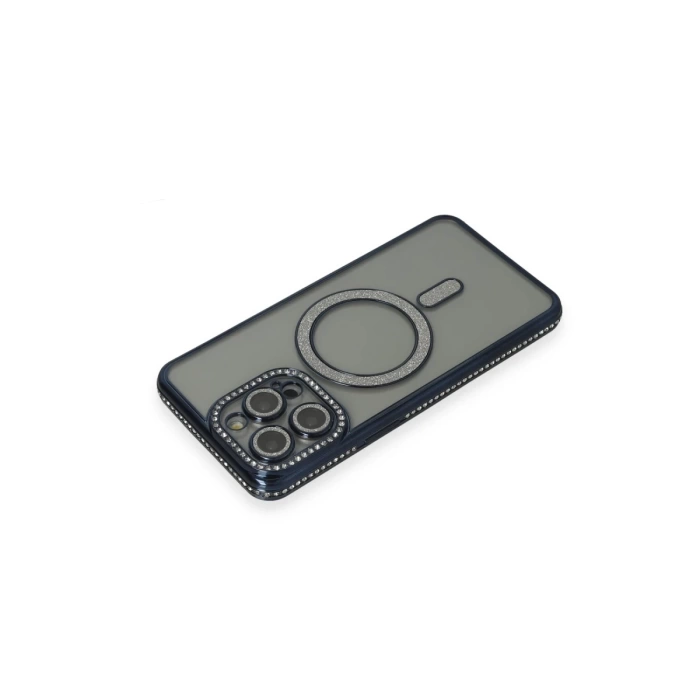 Newface iPhone 14 Pro Max Kılıf Joke Simli Magneticsafe Kılıf - Lacivert