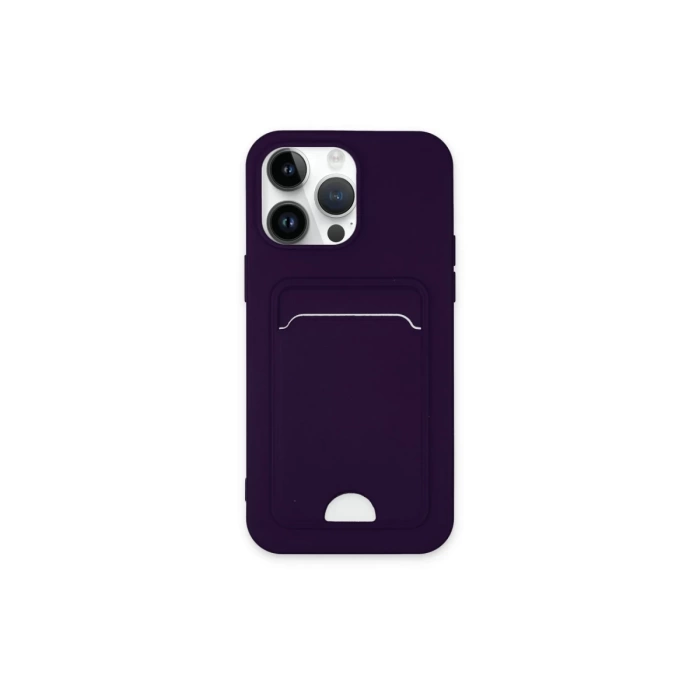 Newface iPhone 14 Pro Max Kılıf Kelvin Kartvizitli Silikon - Derin Mor