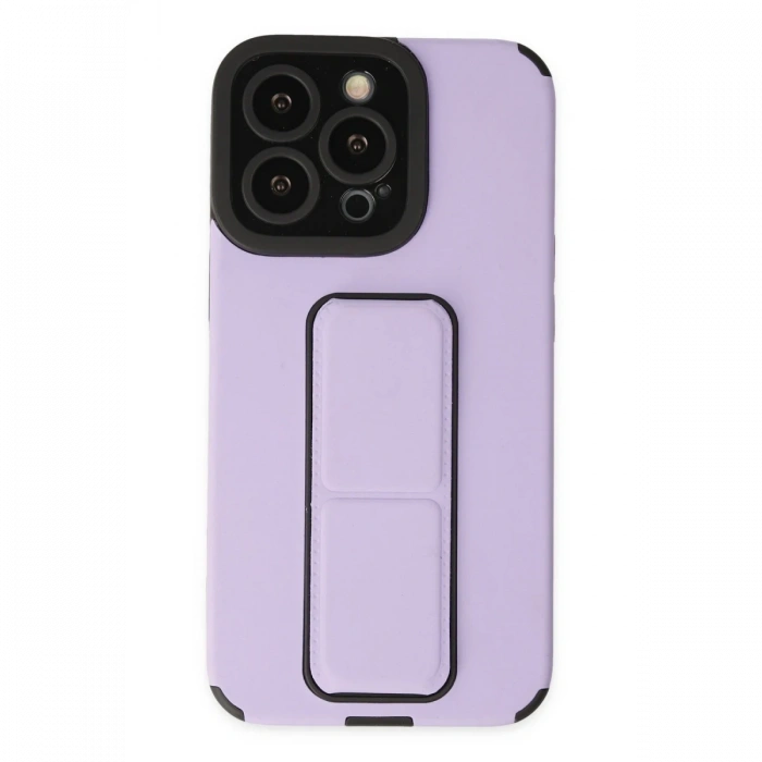 Newface iPhone 14 Pro Max Kılıf Mega Standlı Silikon - Lila