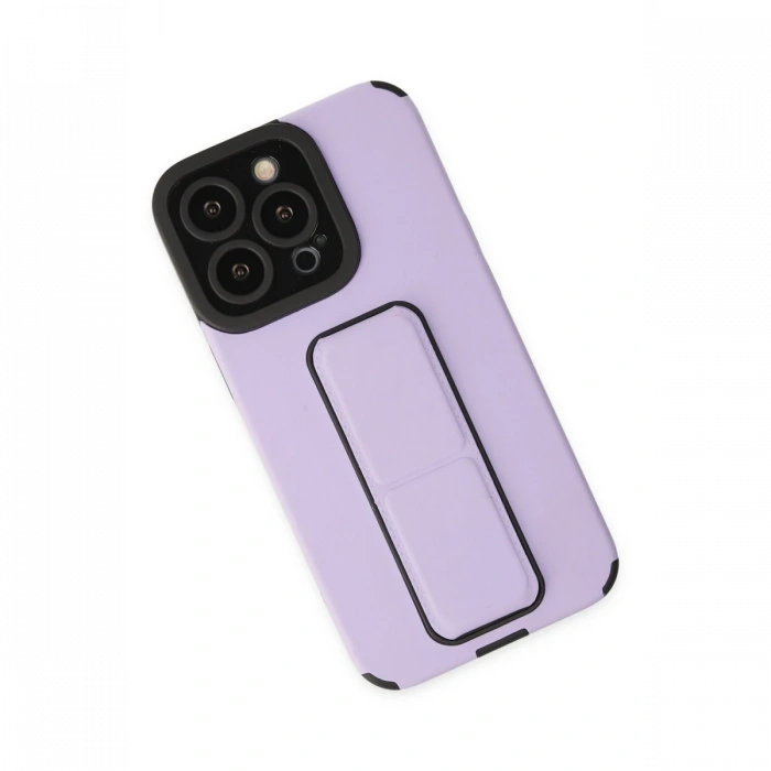 Newface iPhone 14 Pro Max Kılıf Mega Standlı Silikon - Lila