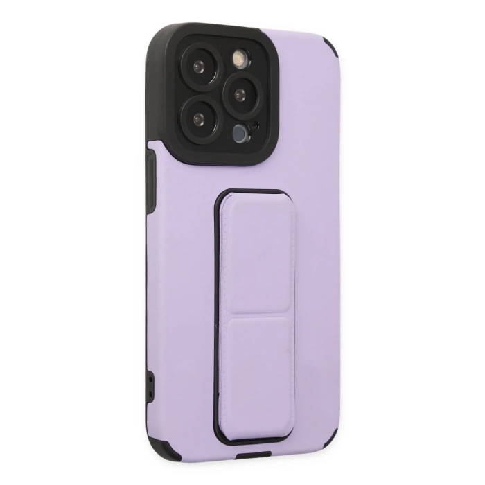 Newface iPhone 14 Pro Max Kılıf Mega Standlı Silikon - Lila