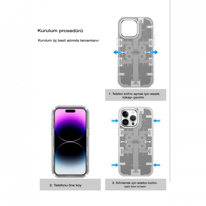 Newface iPhone 14 Pro Max Kılıf Mekanik Bumper Kapak