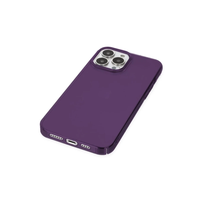 Newface iPhone 14 Pro Max Kılıf Pc Sert Şeffaf Kapak - Mor