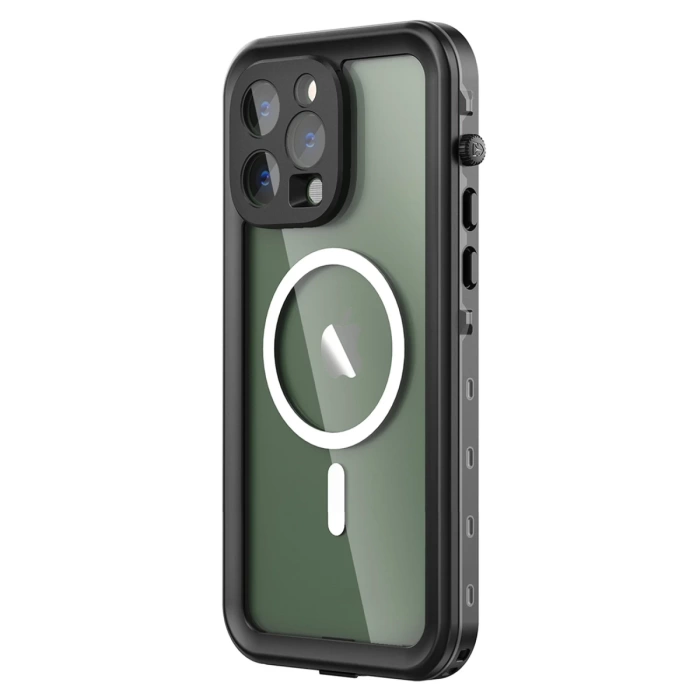 Newface iPhone 14 Pro Max Kılıf Red Pepper Magneticsafe Su Geçirmez Kılıf - Siyah-Gri