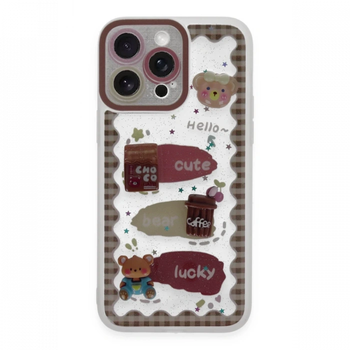 Newface iPhone 14 Pro Max Kılıf Sweet Desenli Silikon Kapak - Şeffaf
