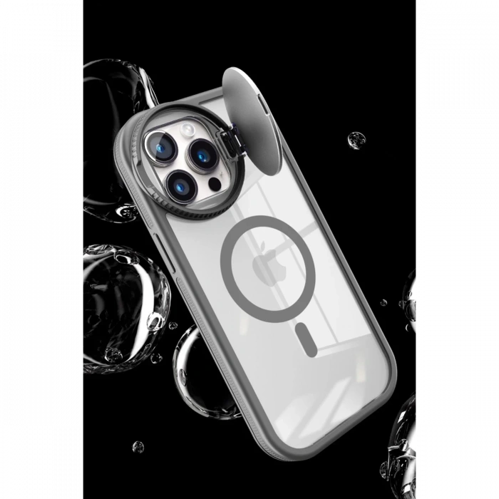 Newface iPhone 14 Pro Max Kılıf Teleskop Lens Magsafe Silikon Kapak - Derin Mor