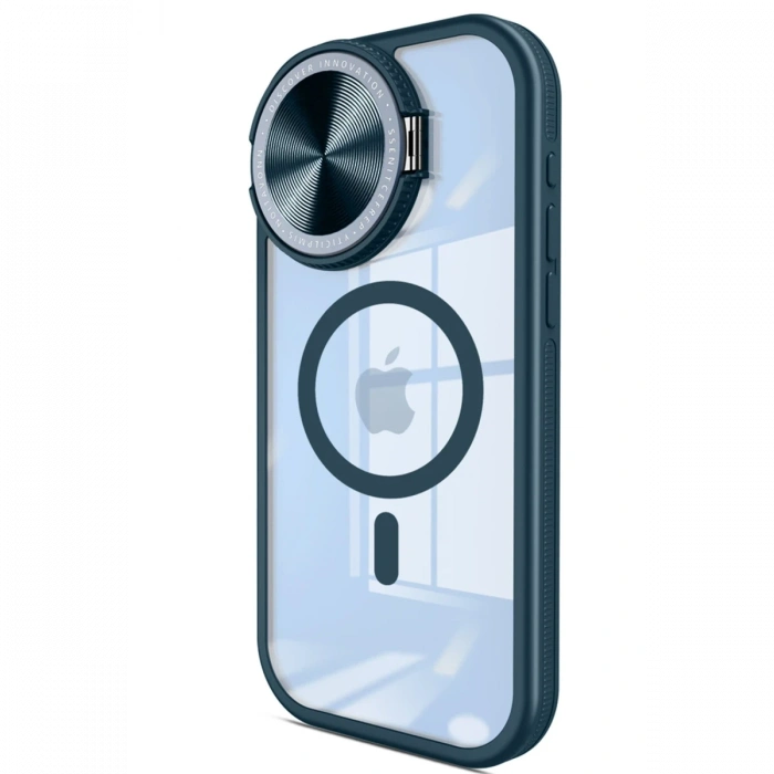 Newface iPhone 14 Pro Max Kılıf Teleskop Lens Magsafe Silikon Kapak - Lacivert