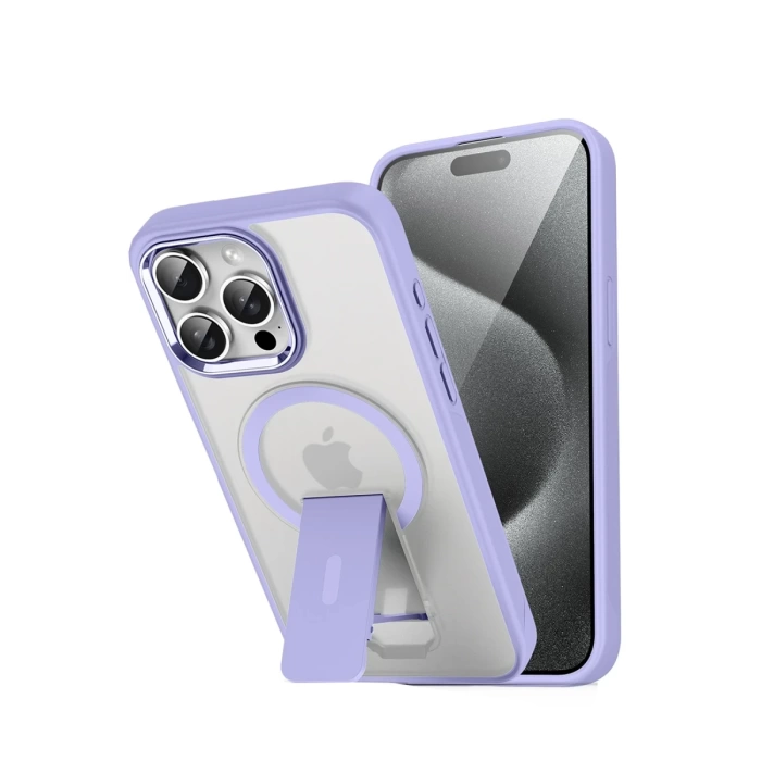 Newface iPhone 14 Pro Max Tork Magsafe Standlı Kapak - Lila