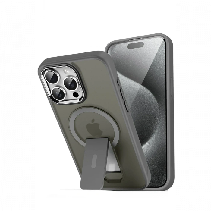 Newface iPhone 14 Pro Tork Magsafe Standlı Kapak - Titan Gri