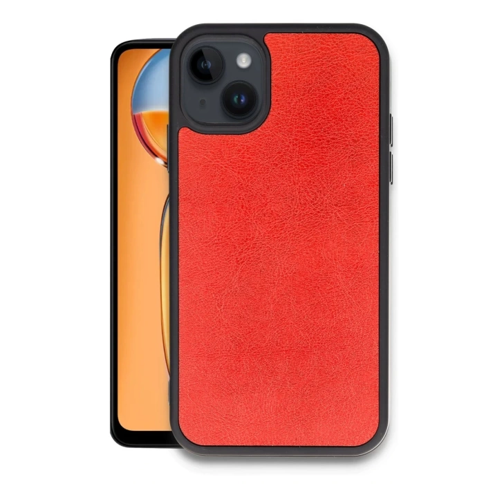 Newface iPhone 15 Kılıf Aras Deri Kapak - Kırmızı
