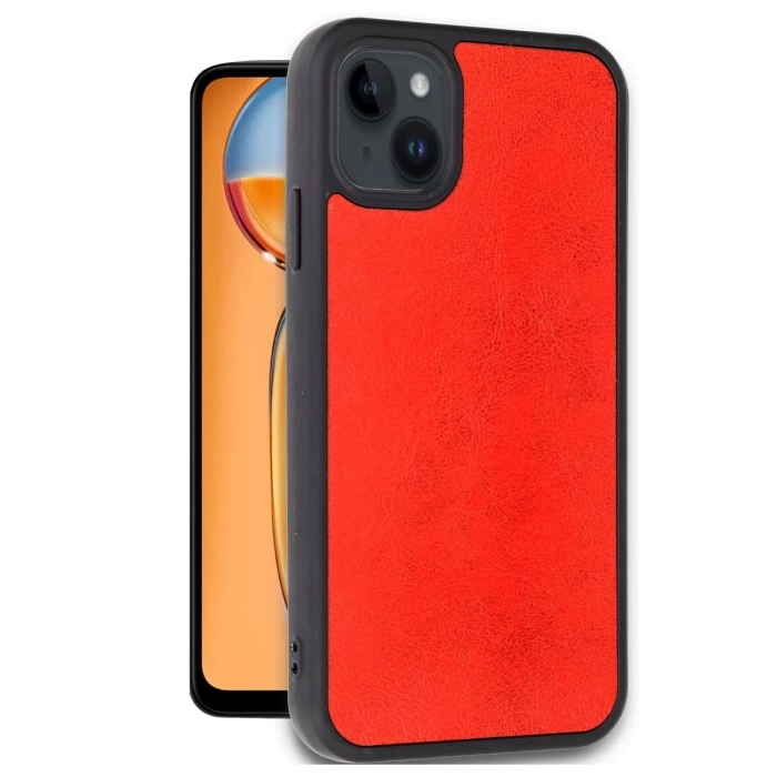 Newface iPhone 15 Kılıf Aras Deri Kapak - Kırmızı