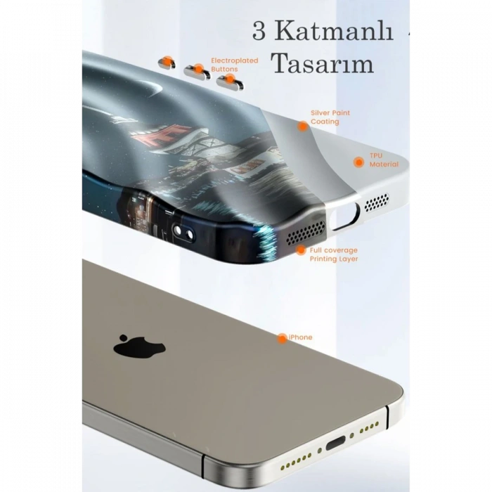 Newface iPhone 15 Kılıf Crew Desenli Kapak