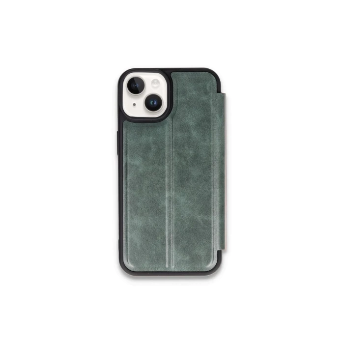 Newface iPhone 15 Kılıf Flip Cover - Koyu Yeşil