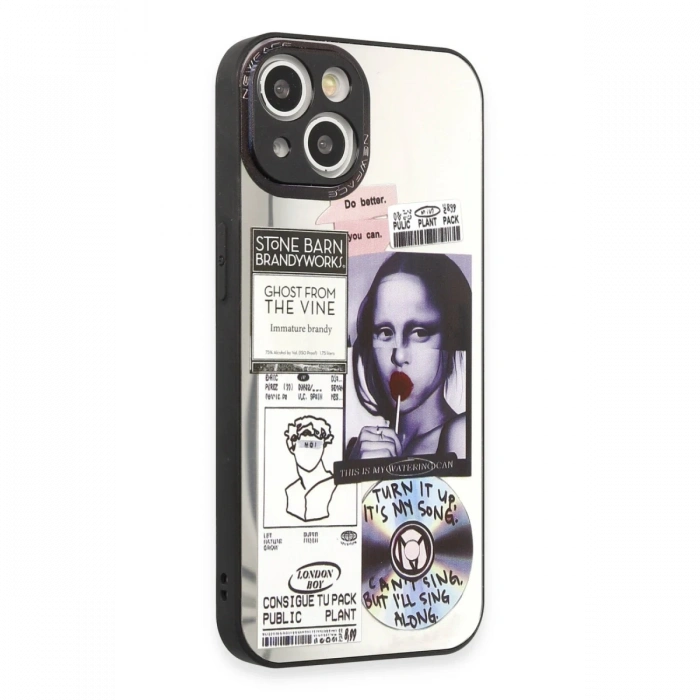 Newface iPhone 15 Kılıf Mirror Desenli Kapak