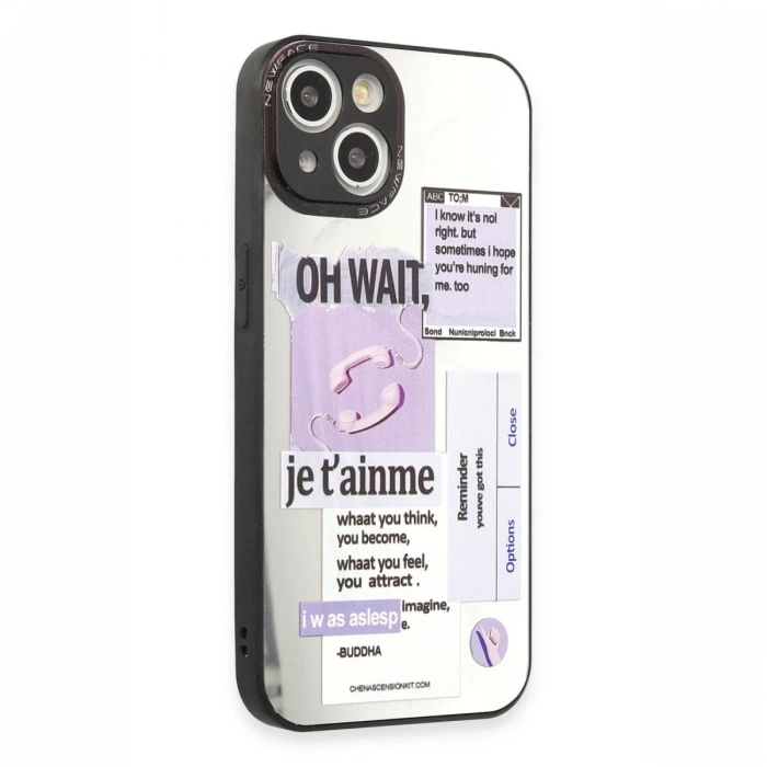 Newface iPhone 15 Kılıf Mirror Desenli Kapak