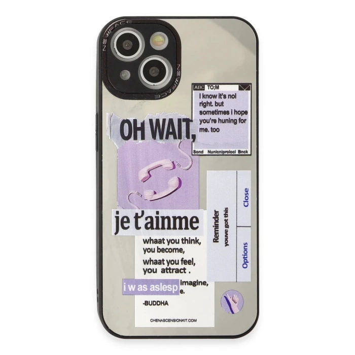 Newface iPhone 15 Kılıf Mirror Desenli Kapak