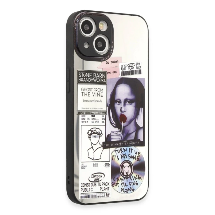 Newface iPhone 15 Kılıf Mirror Desenli Kapak