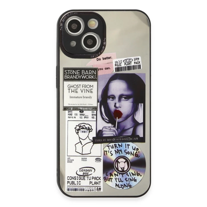 Newface iPhone 15 Kılıf Mirror Desenli Kapak