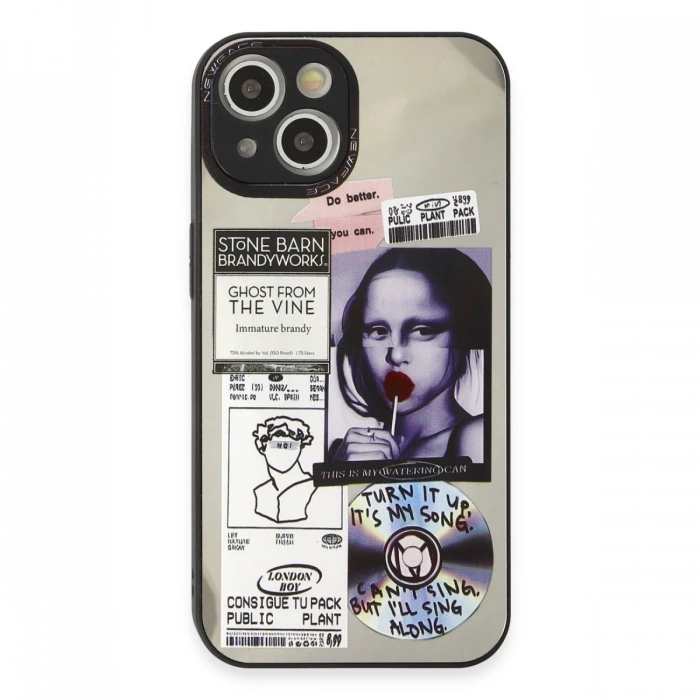 Newface iPhone 15 Kılıf Mirror Desenli Kapak