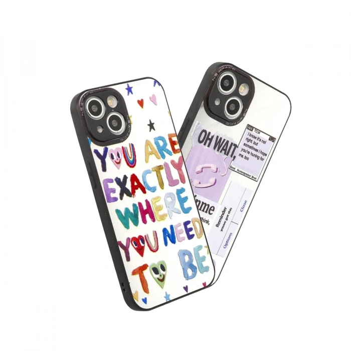 Newface iPhone 15 Kılıf Mirror Desenli Kapak