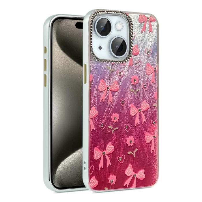 Newface iPhone 15 Plus Kılıf Blade Aynalı Desenli Kapak