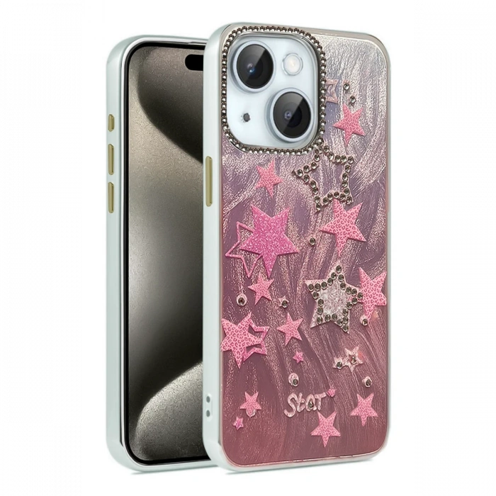Newface iPhone 15 Plus Kılıf Blade Aynalı Desenli Kapak