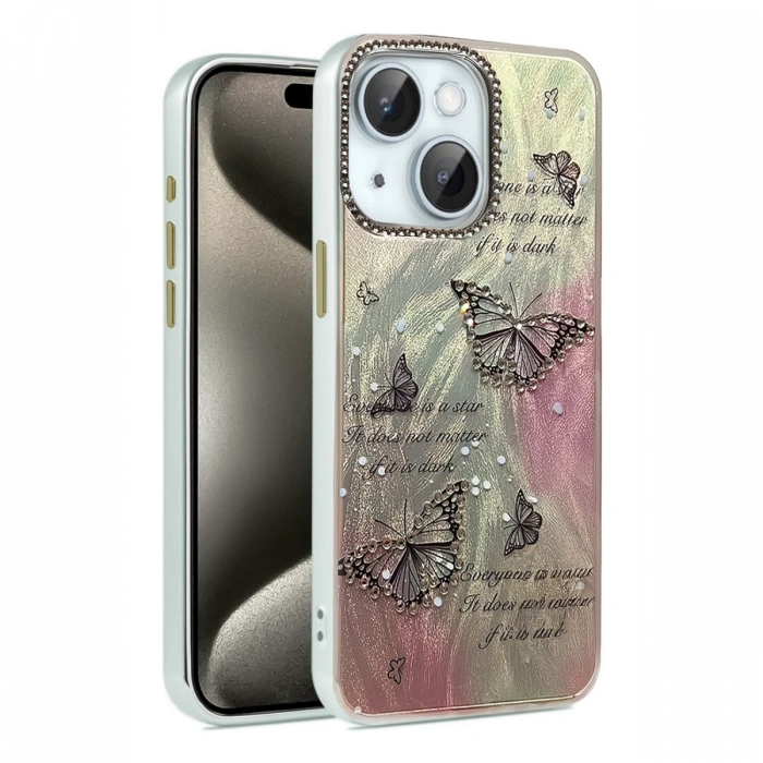 Newface iPhone 15 Plus Kılıf Blade Aynalı Desenli Kapak