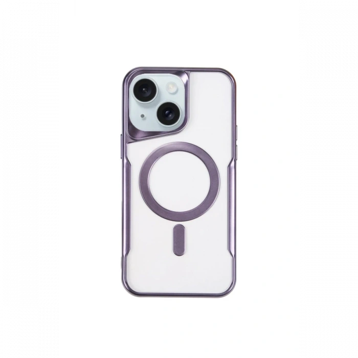 Newface iPhone 15 Plus Kılıf Boyi Magsafe Silikon Kapak - Derin Mor