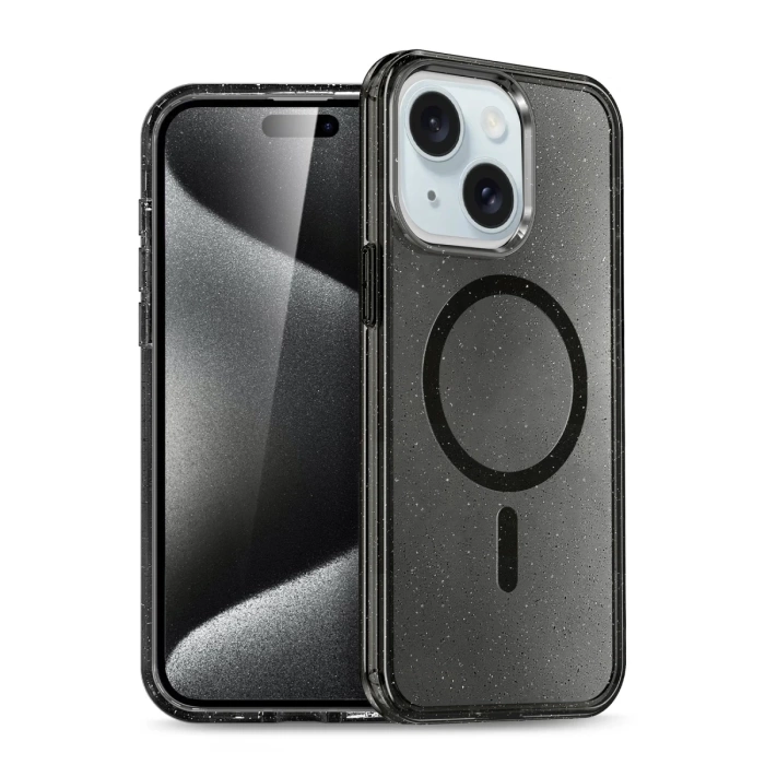 Newface iPhone 15 Plus Kılıf Glow Magsafe Kapak - Siyah
