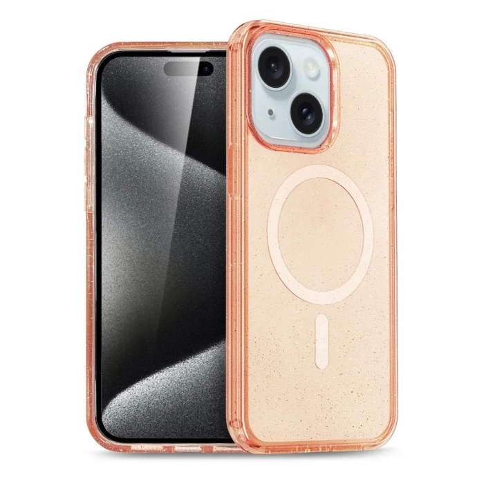 Newface iPhone 15 Plus Kılıf Glow Magsafe Kapak - Turuncu