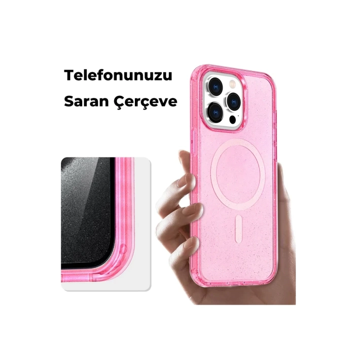 Newface iPhone 15 Plus Kılıf Glow Magsafe Kapak - Turuncu