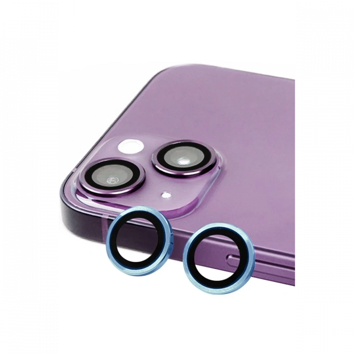 Newface iPhone 15 Plus Raze Metal Kamera Lens - Mavi
