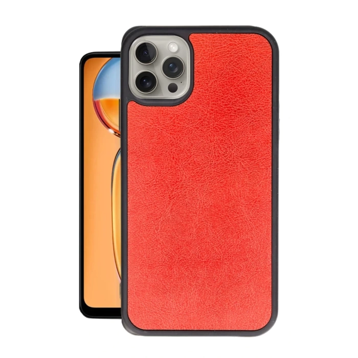 Newface iPhone 15 Pro Kılıf Aras Deri Kapak - Kırmızı