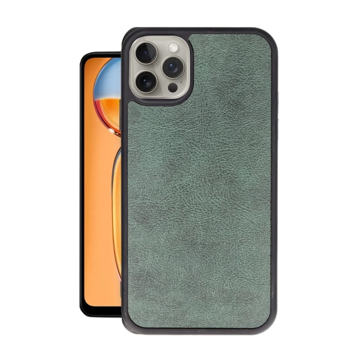 Newface iPhone 15 Pro Kılıf Aras Deri Kapak - Koyu Yeşil