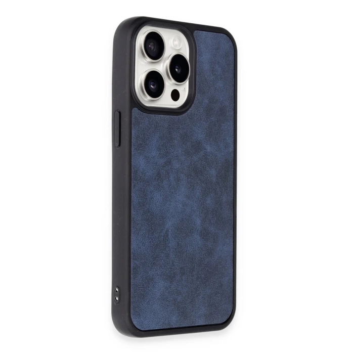 Newface iPhone 15 Pro Kılıf Aras Deri Kapak - Lacivert